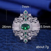 Trendy Bohemian Crystal Inlaid Ring Women Ring Green Stone Embedded Ring Accessories Aristocratic Palace Jewelry