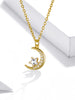 Electroplating Star and Moon Titanium Steel Necklace Gold Small and Smart Inlaid Zircon Temperament Niche Clavicle Chain