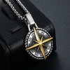 Round Pendant Cross Compass Necklace Men's Necklace Metal Sliding Round Cross Compass Pendant Necklace Accessories Party Jewelry