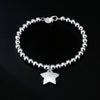Popular brands 925 sterling silver fine 4MM Beads Chain Star Pendant Bracelets for women party Wedding Jewelry gifts