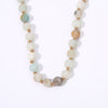 6mm Amazonite Tiger Eye Bloodstone Beaded Knotted Neck Necklace Women Jewelry Stainless Steel Lobster Clasp Extension Chain
