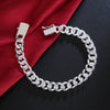10MM Men Chain Bracelet 925 Stamp Silver Color Cuban Link Charm Girls Women Chain Bangles Jewelry Gift Christmas