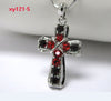 Cross Necklace Multi Color Crystal Rhinestone Pendant Necklace with 45cm Snake Chain one piece  xy121
