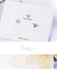 Female  925 Stamp Silver Color Flower Simple Cute Bee Earrings Charm Ear Stud For Women Girl Jewelry Christmas