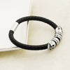 PolishedPlus Customized Bracelet Stainless Steel Leather Braid Men's  Name Beaded With Skull Personalized Birthday Gift
