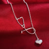 Pretty 925 Stamped Silver nurse heart Pendant Necklace For Women lady Holiday gifts Wedding party Jewelry