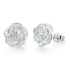 925 Stamp Silver Color Earrings Pretty Flower Stud Earring Women Wedding Fine Jewelry Engagement Gift