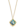 Trendy Geometric Rhombus Colorful Shell Pendant Necklace Gold Plated Long Chain for Women Party Jewelry