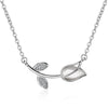 Female Rose Flower Necklace Pendant 925 Stamp Silver Color Korean Chain Designer  Quality Fine Jewelry for women