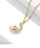 Electroplating Star and Moon Titanium Steel Necklace Gold Small and Smart Inlaid Zircon Temperament Niche Clavicle Chain
