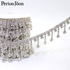 1yard Short tassel Pendant rhinestones trim fringe crystal metal chain  for dress,bag,shoes accessories ML004