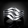 charms 925 Sterling silver Water ripple Rings For Women Wedding Party Christmas gifts kpop Jewelry