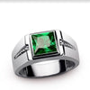 Trendy Bohemian Crystal Inlaid Ring Men's Ring Metal Red Green Crystal Inlaid Ring Accessories Party Jewelry