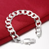 Men's Bracelets 12mm Curb Cuban Chain 925 Stamp Silver Color  Jewelry Male Gift Christmas GaaBou Jewellery