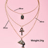 Boho Gold Chain Cross Crystal Avatar Gem Necklace Set Multilayer Pendant Necklace Personality Jewelry Accessories