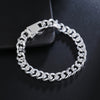 10MM Men Chain Bracelet 925 Stamp Silver Color Cuban Link Charm Girls Women Chain Bangles Jewelry Gift Christmas