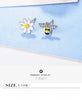 Female  925 Stamp Silver Color Flower Simple Cute Bee Earrings Charm Ear Stud For Women Girl Jewelry Christmas