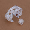 Street 925 Sterling Silver wide Weave rings Bracelets bangles Jewelry set for woman adjustable size wedding Party gifts