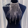 EXCTED ZIRCON  Woman Sexy Tassel Body Chain Chest Chain bling Rhinestone Crystal Jewelry Necklace Party Prom Gift