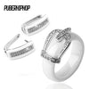 Health Material Wedding Jewelry Sets for Women Classic Crystal Crown Bride Engagement Stud Earrings & Rings Wedding Bride Sets