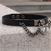 Heart Chains Choker Necklace Women Jewelry Punk Heart Dangle Pendant PU Leather Neck Collar Anime Hip Hop Ins Jewelry