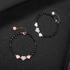 Heart Charms Stainless Steel Bracelets Black Beaded Chain Crystal Three Love Heart Pendant Bracelet Woman Jewelry Hot