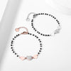Heart Charms Stainless Steel Bracelets Black Beaded Chain Crystal Three Love Heart Pendant Bracelet Woman Jewelry Hot