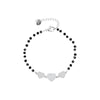 Heart Charms Stainless Steel Bracelets Black Beaded Chain Crystal Three Love Heart Pendant Bracelet Woman Jewelry Hot
