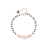 Heart Charms Stainless Steel Bracelets Black Beaded Chain Crystal Three Love Heart Pendant Bracelet Woman Jewelry Hot