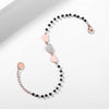 Heart Charms Stainless Steel Bracelets Black Beaded Chain Crystal Three Love Heart Pendant Bracelet Woman Jewelry Hot