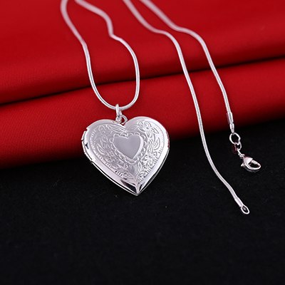 Heart Copper Silver Necklace With Long Chain Open Carved Flower Locket Women jewelry Perfume Diffuser Necklaces Pendants Z117