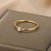 Heart Cubic Zirconia Rings For Women Stainless Steel Gold Color Crystal Ring Female Crystal Wedding Band Couple Jewelry