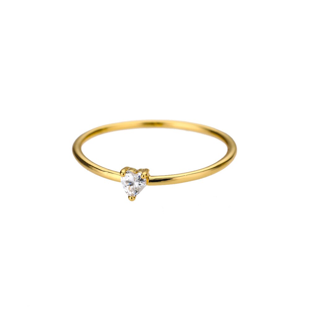 Heart Cubic Zirconia Rings For Women Stainless Steel Gold Color Crystal Ring Female Crystal Wedding Band Couple Jewelry