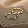 Heart Cubic Zirconia Rings For Women Stainless Steel Gold Color Crystal Ring Female Crystal Wedding Band Couple Jewelry