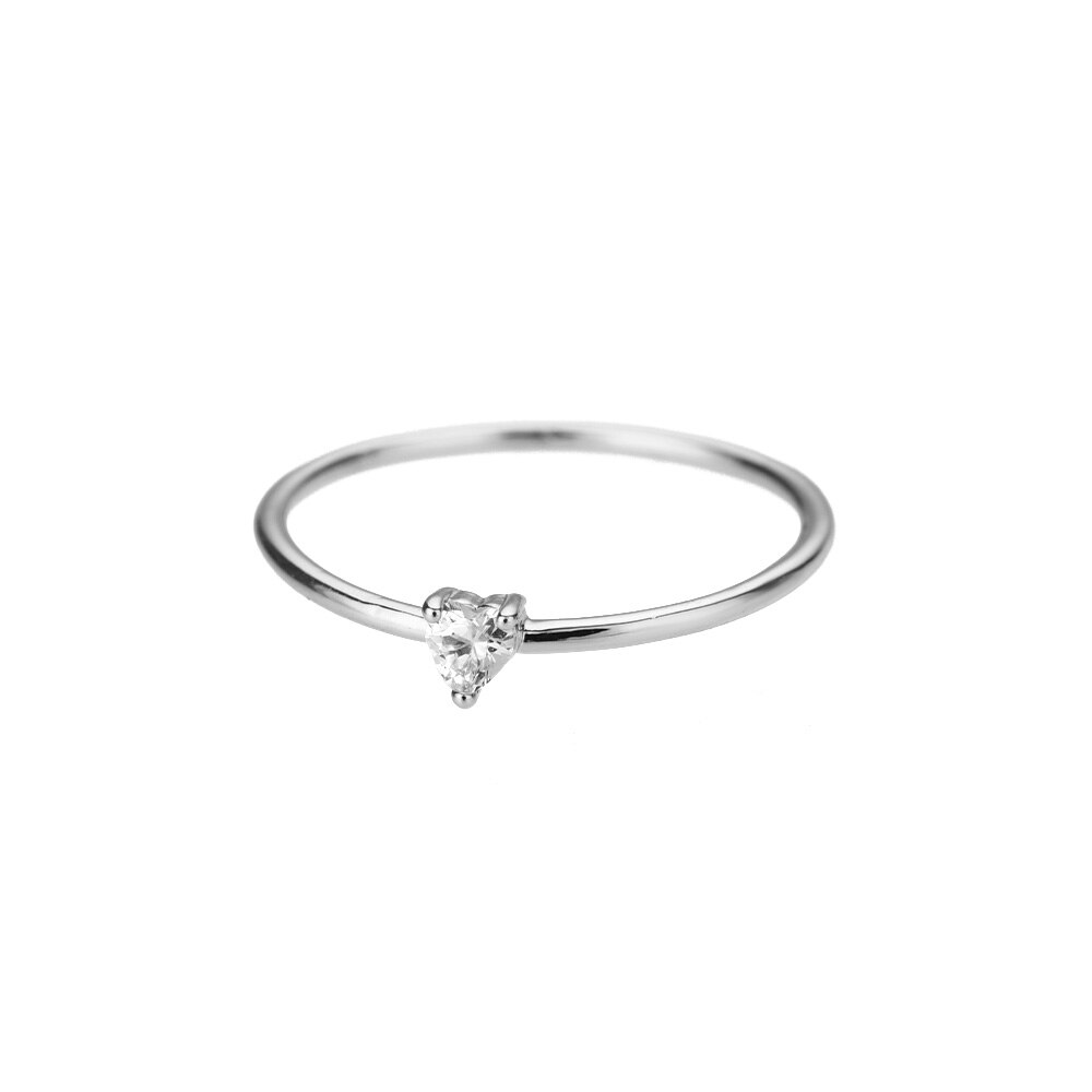 Heart Cubic Zirconia Rings For Women Stainless Steel Gold Color Crystal Ring Female Crystal Wedding Band Couple Jewelry