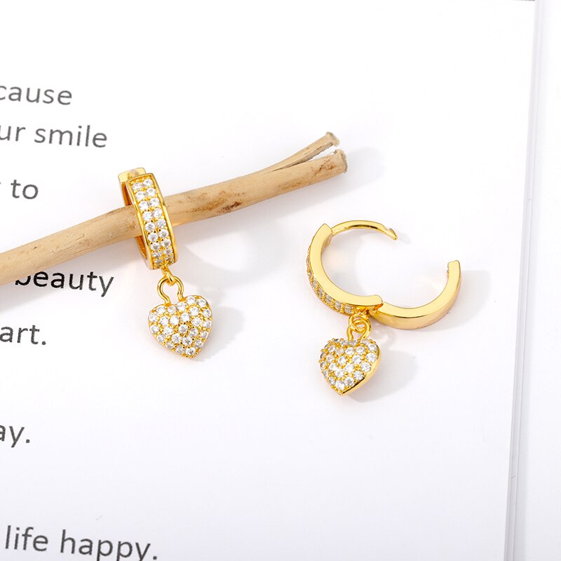 Heart Drop Earrings For Women Crystal Zircon Earing Wedding Band 2023 Trend Jewelry Vintage Valentine's Day Gift bijoux femme