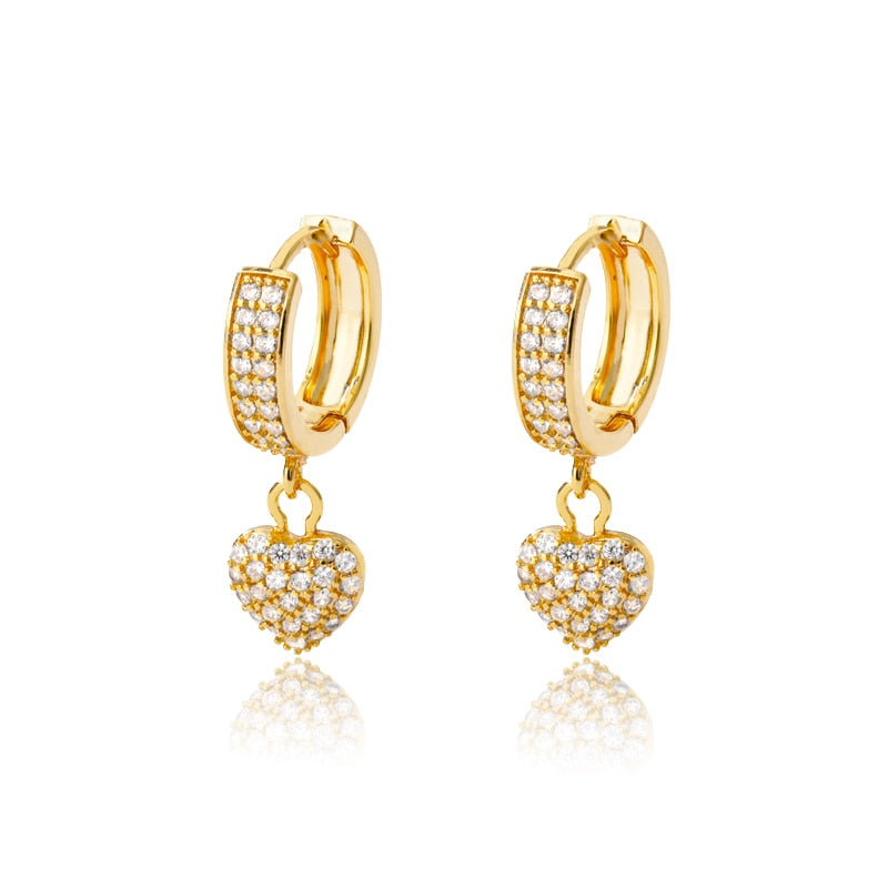 Heart Drop Earrings For Women Crystal Zircon Earing Wedding Band 2023 Trend Jewelry Vintage Valentine's Day Gift bijoux femme