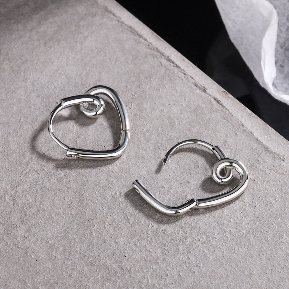 Heart Earring Women's LOVE Hoop Earrings Piercing Ear 925 Stamp Silver Color Jewelry 2022 Trend  Christmas