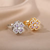 Heart Four Leaf Clover Rings for Women Open Adjustable Stainless Steel Zircon Ring 2023 Trend Shiny Wedding Jewelry anillos