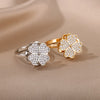 Heart Four Leaf Clover Rings for Women Open Adjustable Stainless Steel Zircon Ring 2023 Trend Shiny Wedding Jewelry anillos