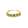 Heart Green Zircon Rings For Women Open Stainless Steel Adjustable Crystal Finger Ring Vintage Couple Wedding Jewelry anillos