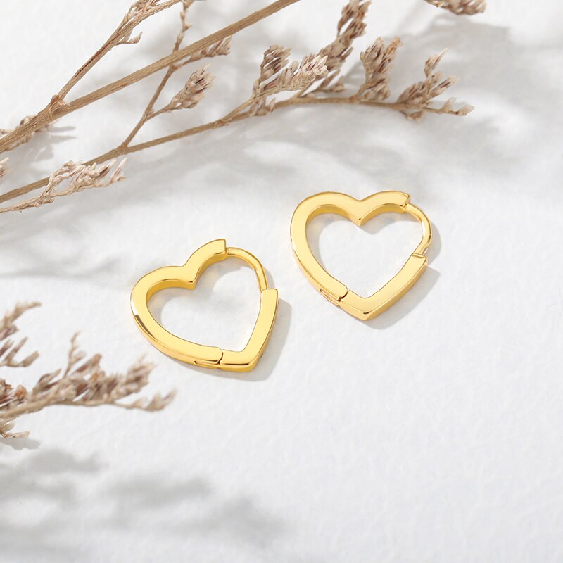 Heart Hoop Earrings For Women Stainless Steel Gold Color Circle Hoops Earrings 2023 Trend Jewelry Valentine's Day Gift femme