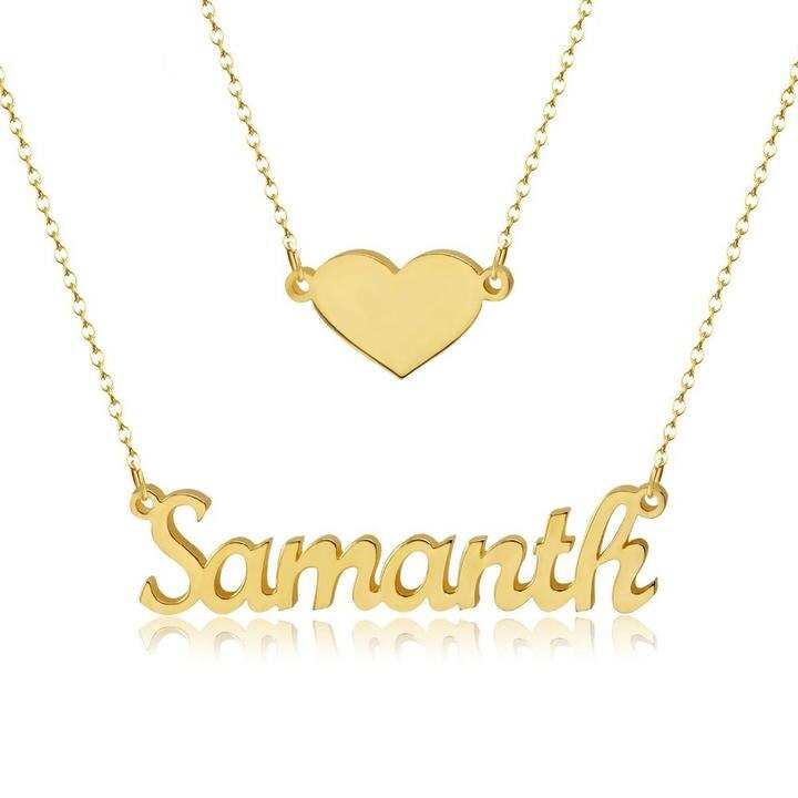 Heart Layer Necklace Ultra-fashionable women's engrav name necklace personalized  gift for her simple Customized jewelry