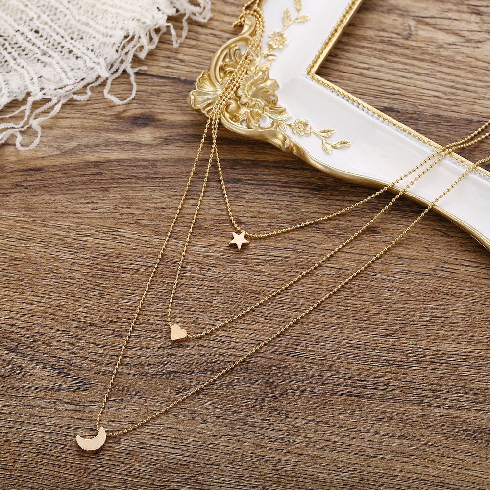 Heart Moon Star Choker Neck Boho Love Necklace For Women Vintage Jewelry Gift Female Sexy Accessories  Items GaaBou