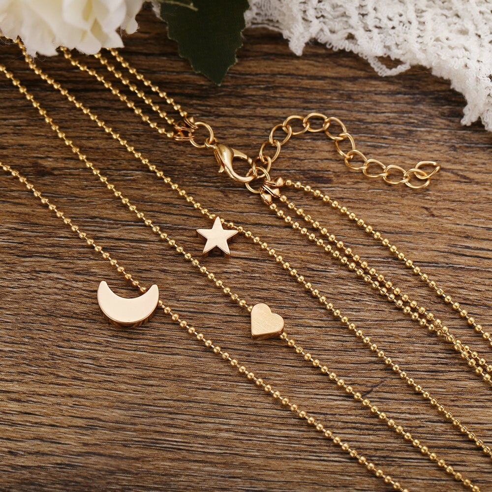 Heart Moon Star Choker Neck Boho Love Necklace For Women Vintage Jewelry Gift Female Sexy Accessories  Items GaaBou