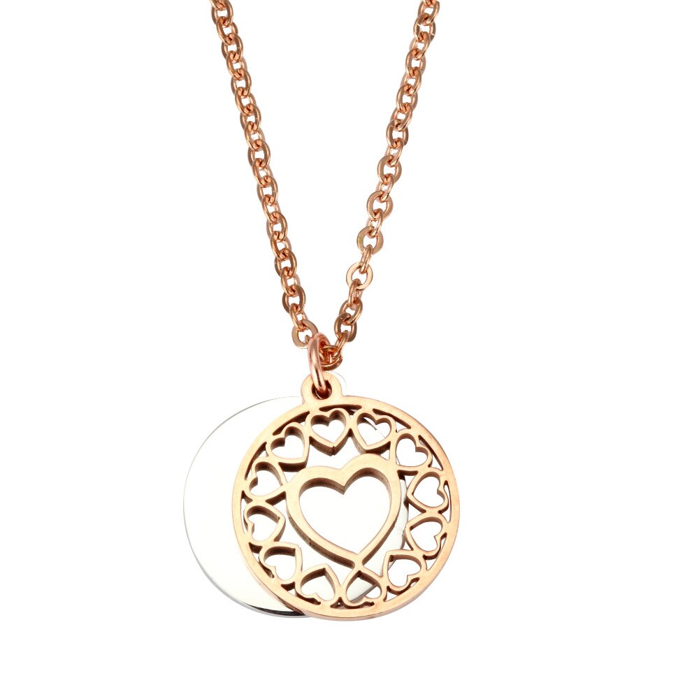 Heart Necklace Birthday Gift For Girls 3colors Steel Rosegold Gold  50cm