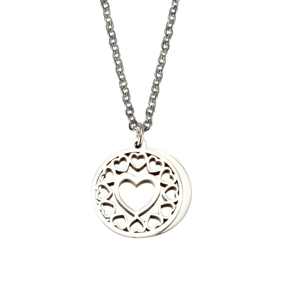 Heart Necklace Birthday Gift For Girls 3colors Steel Rosegold Gold  50cm