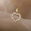 Heart Necklace For Women Cubic Zirconia Crystal Lover Couple Necklaces 2023 Trend Female Wedding Band Jewelry collares mujer