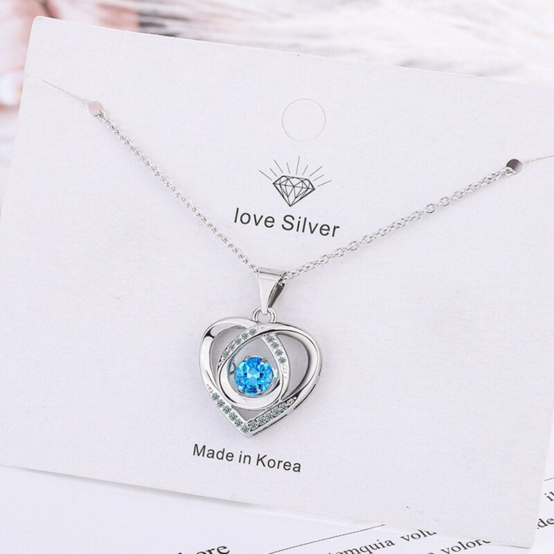 Heart Necklace For Women Pendant 925 Stamp Silver Color Aesthetic Korean Chain Designer  Fine Jewelry Accessories
