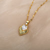 Heart Necklace For Women Stainless Steel Gold Color Pendant Necklaces Crystal Choker Cubic Zirconia Couple Jewelry Gift collares
